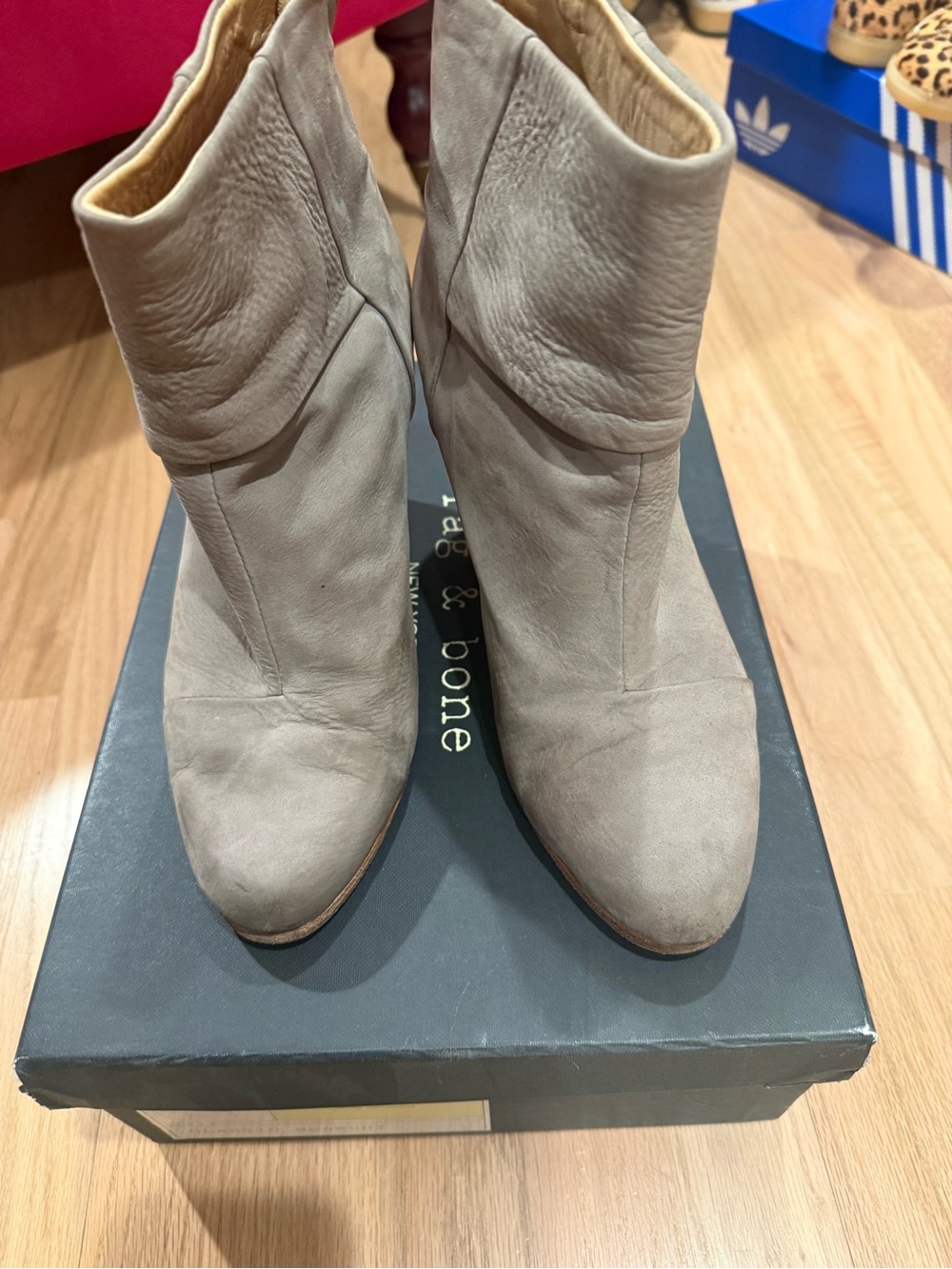 rag & bone Taupe Suede Ankle Booties